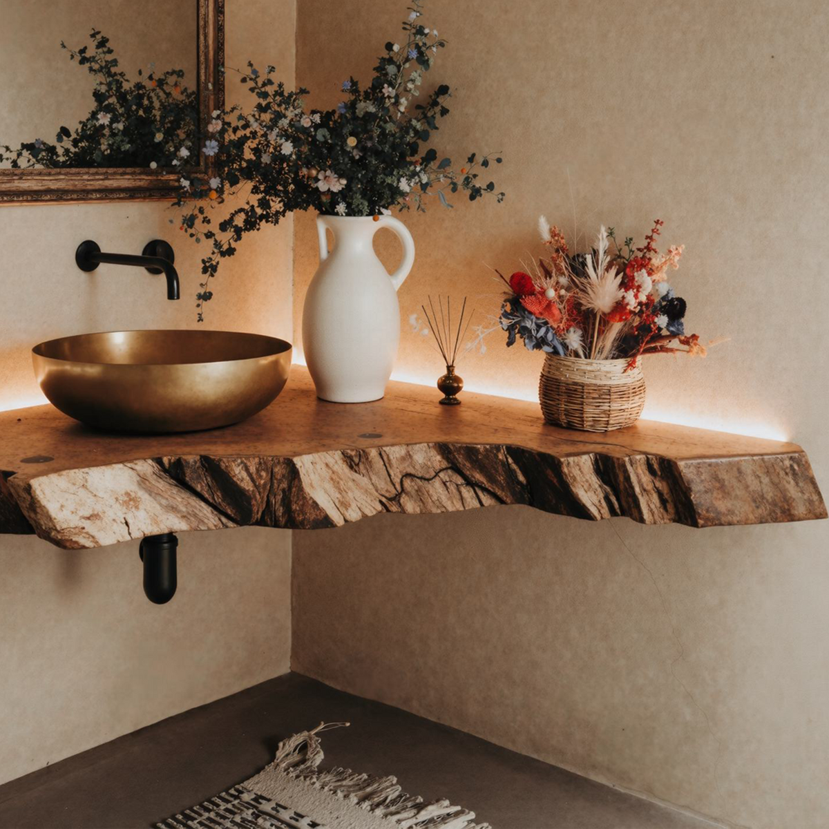 Floating Corner Vanity Bathroom
