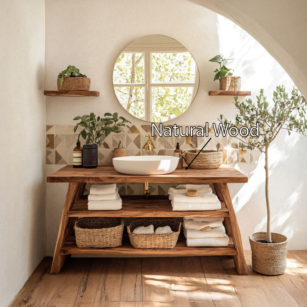 Farmhouse Bathroom Furniture With Wooden Vanity Design