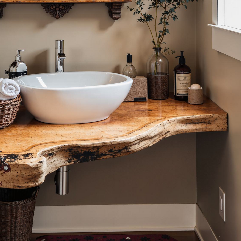 Floating Corner Shelf, Solid Wood Bathroom Wall Shelf for Sinks