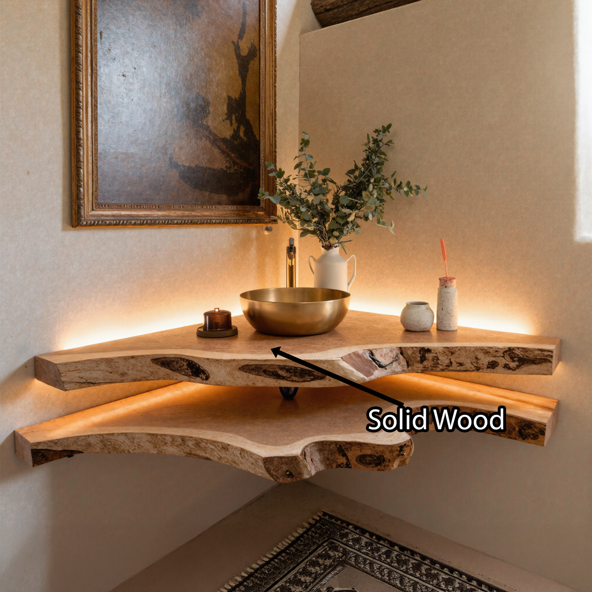 Floating Bathroom Corner Shelf – Style 2