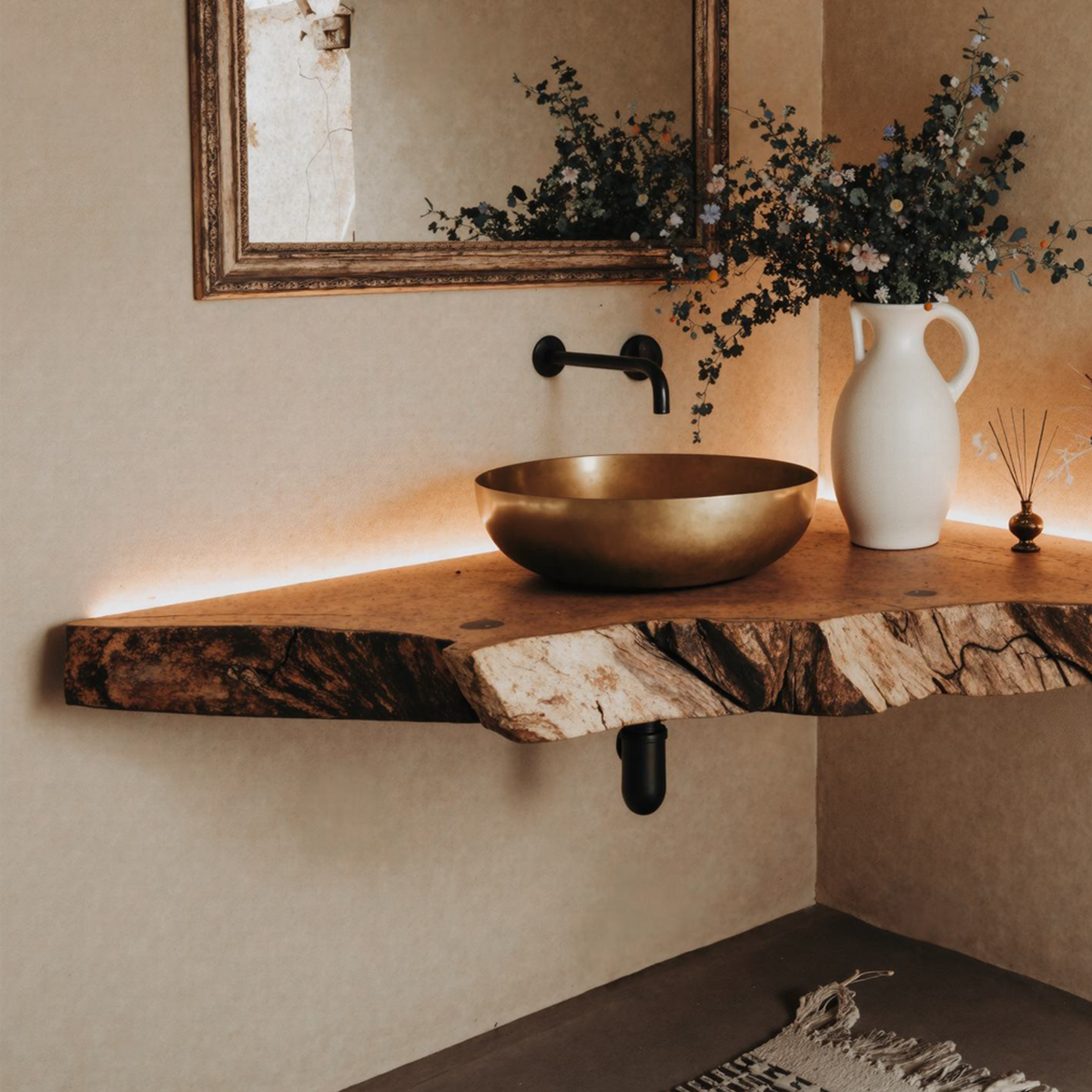 Floating Corner Vanity Bathroom