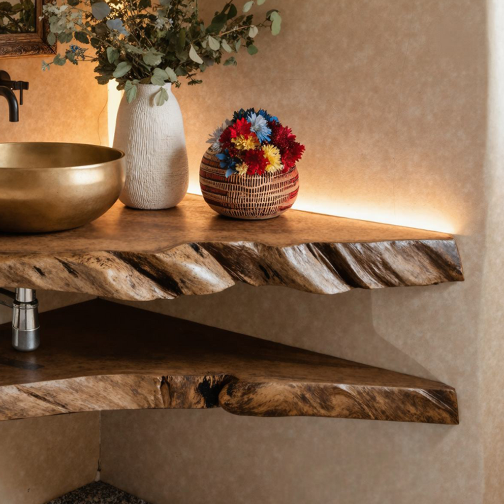 Handcrafted Bathroom Corner Vanity Shelf
