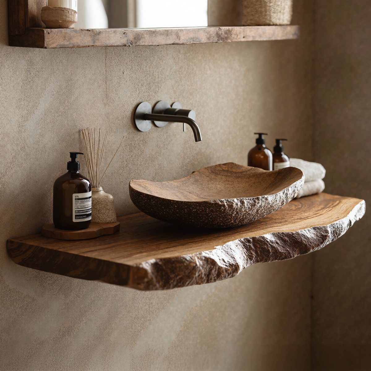 Live Edge Bathroom Vanity Shelf