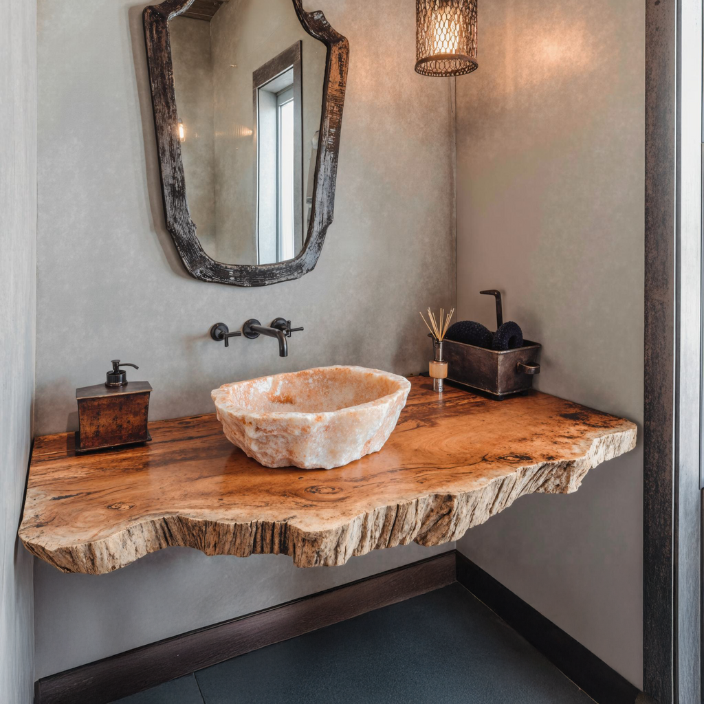 Compact Rustic Bathroom Floating Shelf With Stylish Design