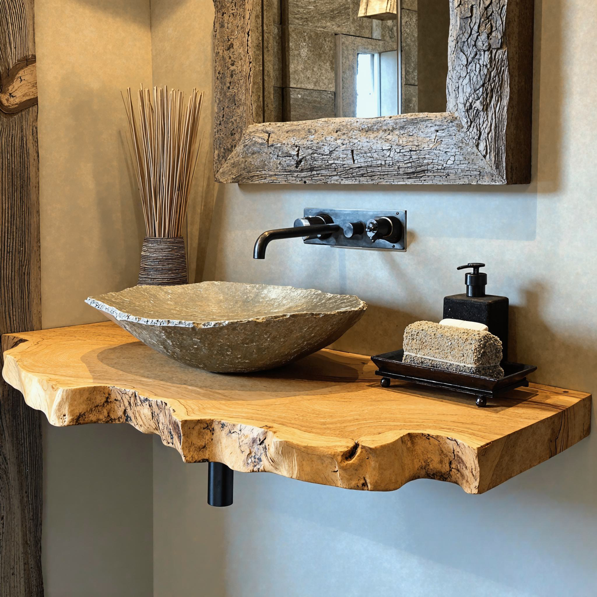 Floating Wood Bathroom Shelf – Style 2