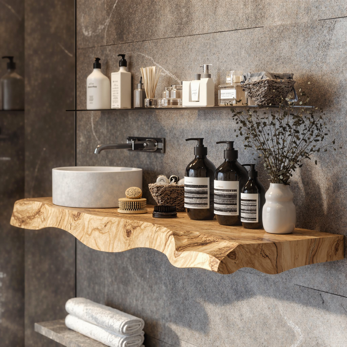 Handcrafted Counter Bathroom Vanity Shelf