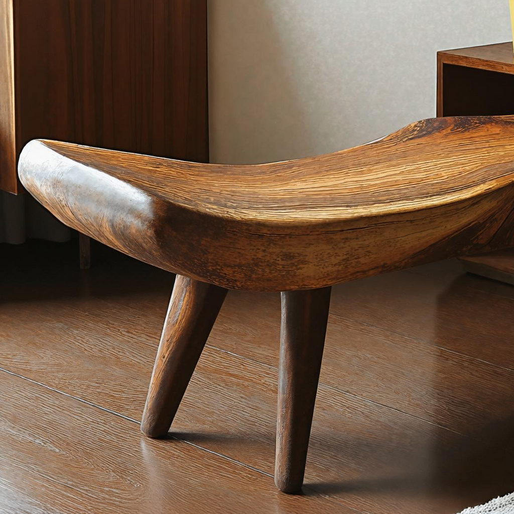 Rustic Entryway Bench, Reclaimed Tamarind Wood Seat