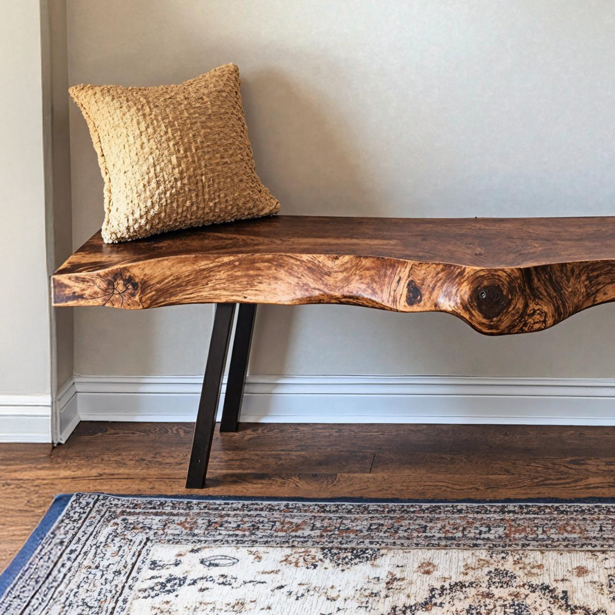 Handcrafted Rustic Wood Bench For Indoor Use