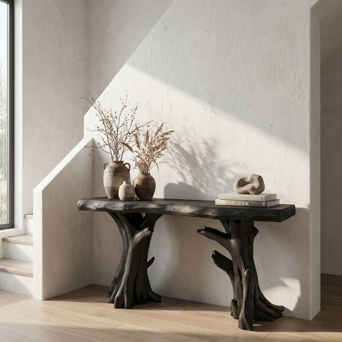 Coastal Driftwood Console Table Natural Tree Trunk Legs