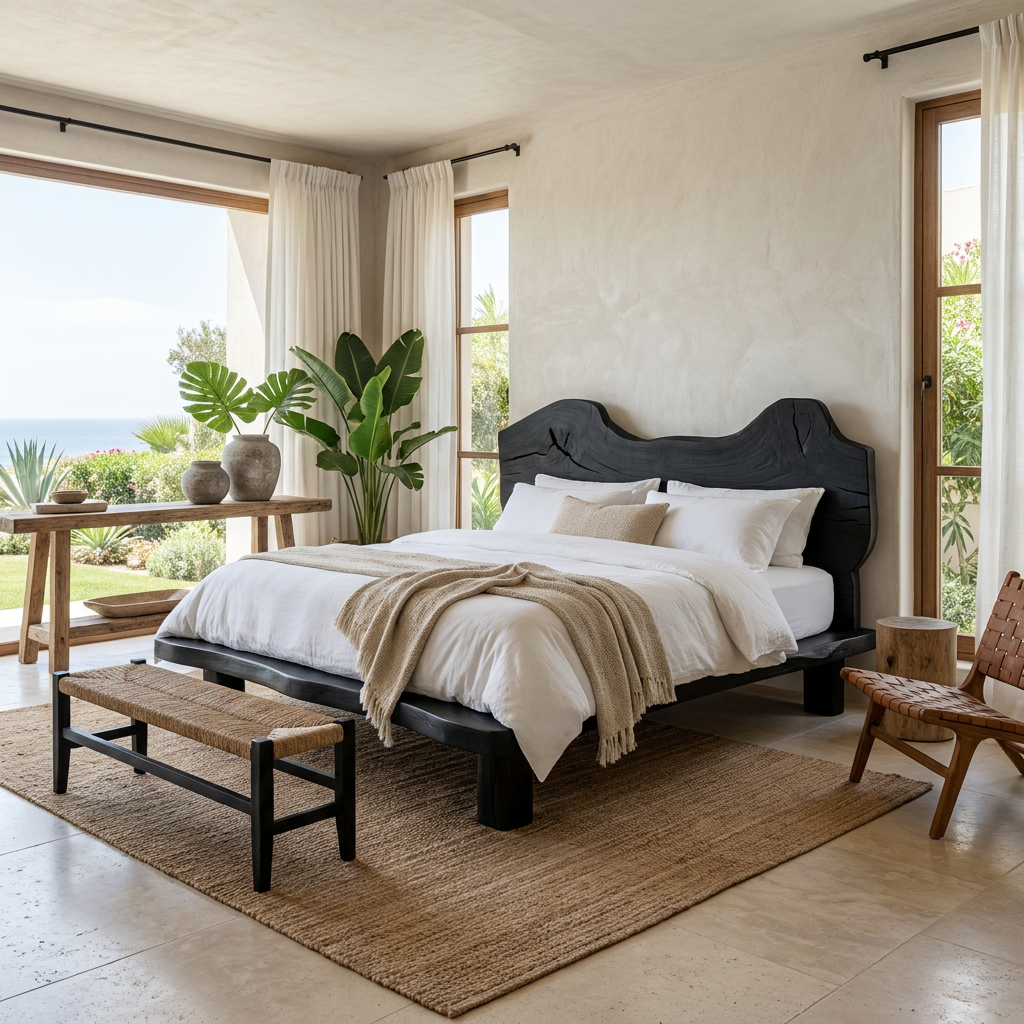 Live Edge Bed Frame, Low Profile Solid Hardwood Coastal Bedroom Bed