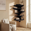 Boho Leaf Shaped Wooden Corner Shelf, Handcrafted Floating Tiered Wall Mounted Display Rack for Kids Nursery & Bedroom Decor