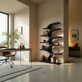 Artistic Curved Bookshelf Fluid Lines Statement For Designer Interiors