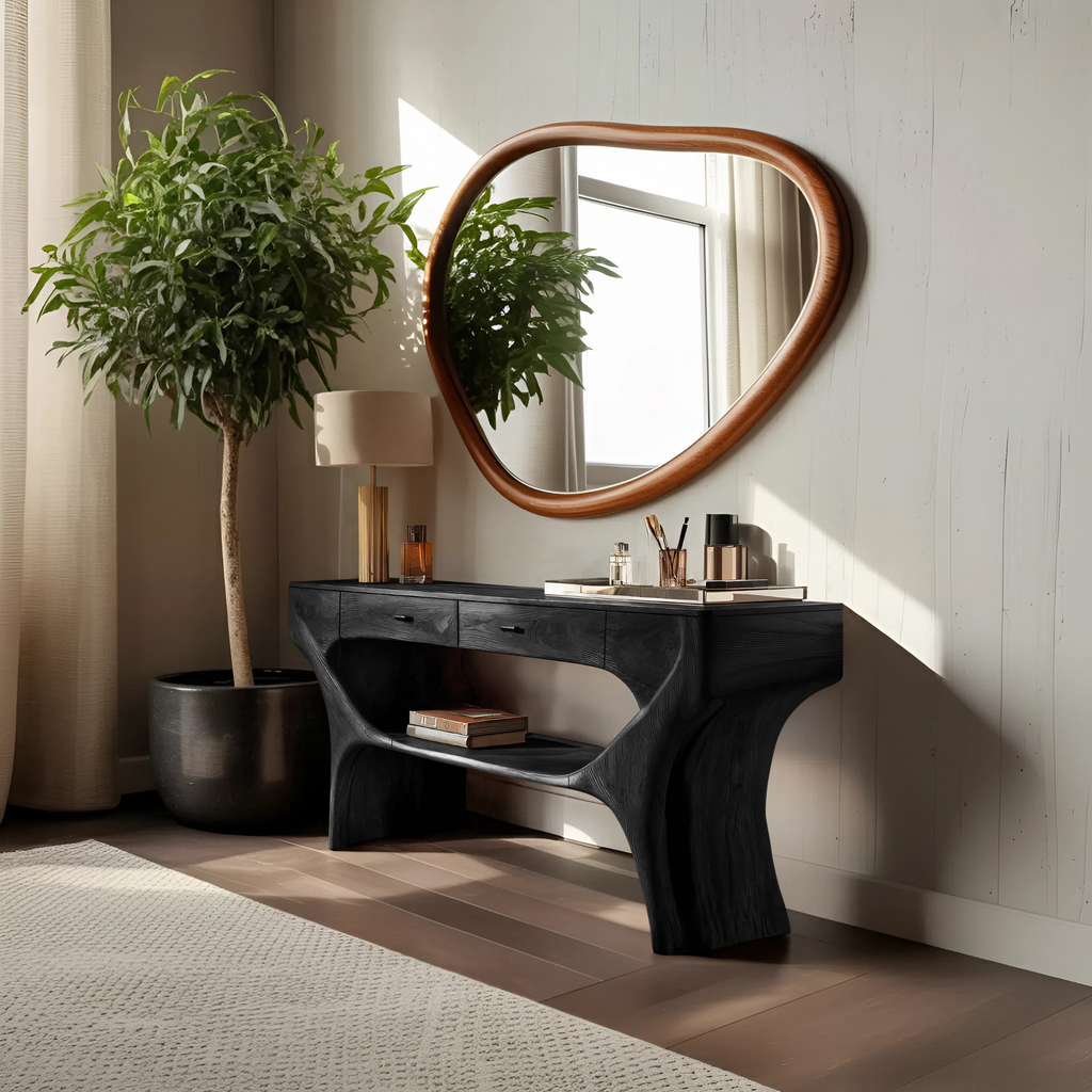 Artistic Handmade Vanity Table With Drawers For Bedroom