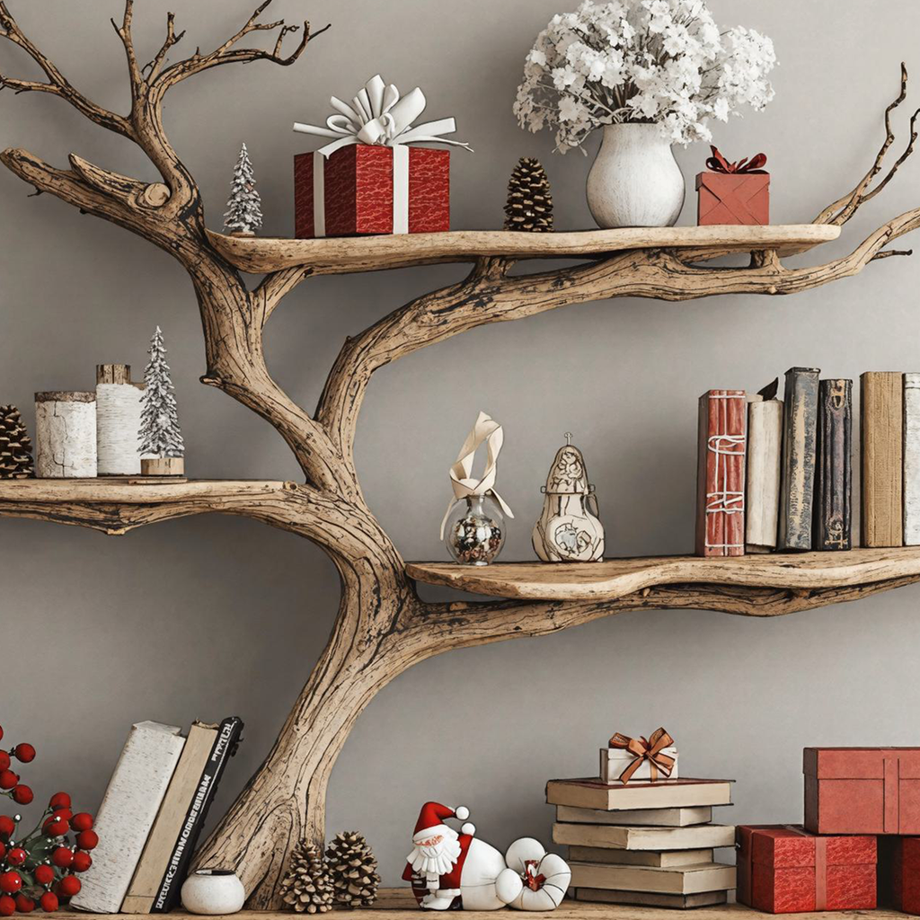 Custom Console Table With Driftwood Bookcase Tree Bookshelf