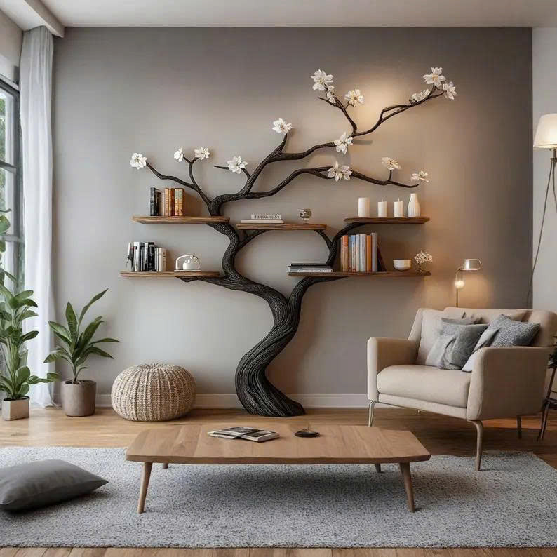 Custom Tree Bookcase Handcrafted Decor Room Gift For Her