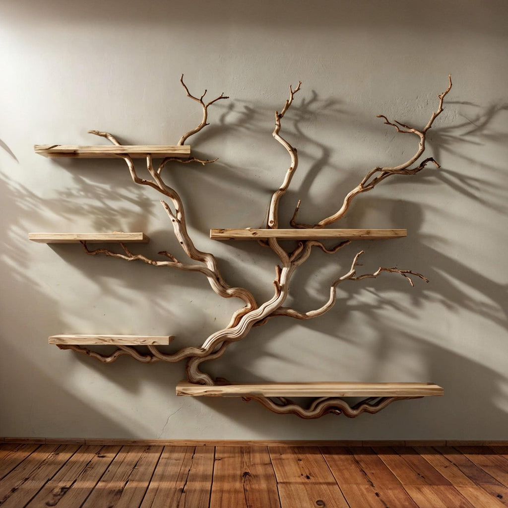 Tree Bookshelf Driftwood Branch Floating Corner Shelves Wall Mount