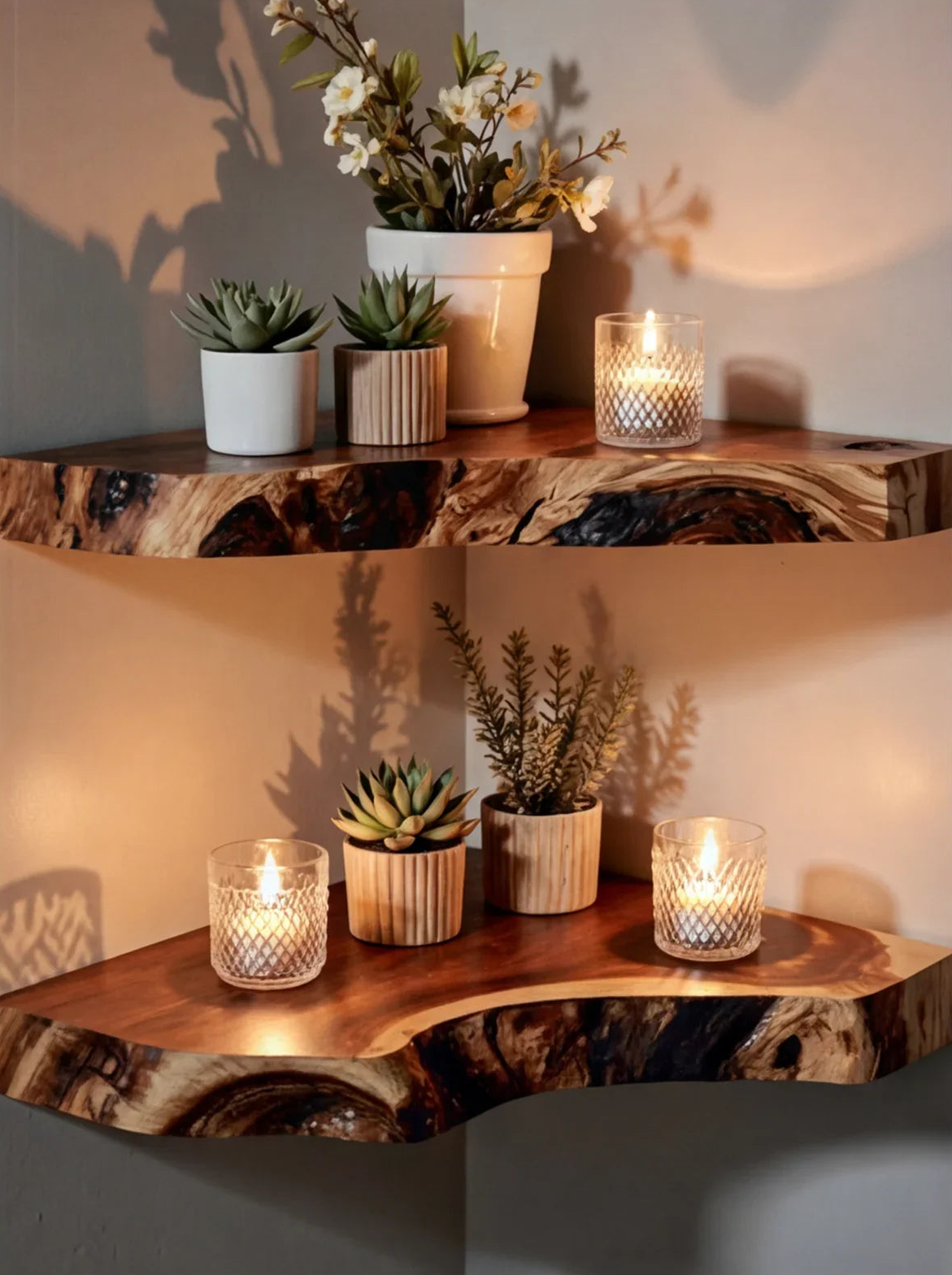 Rustic Corner Wall Shelf