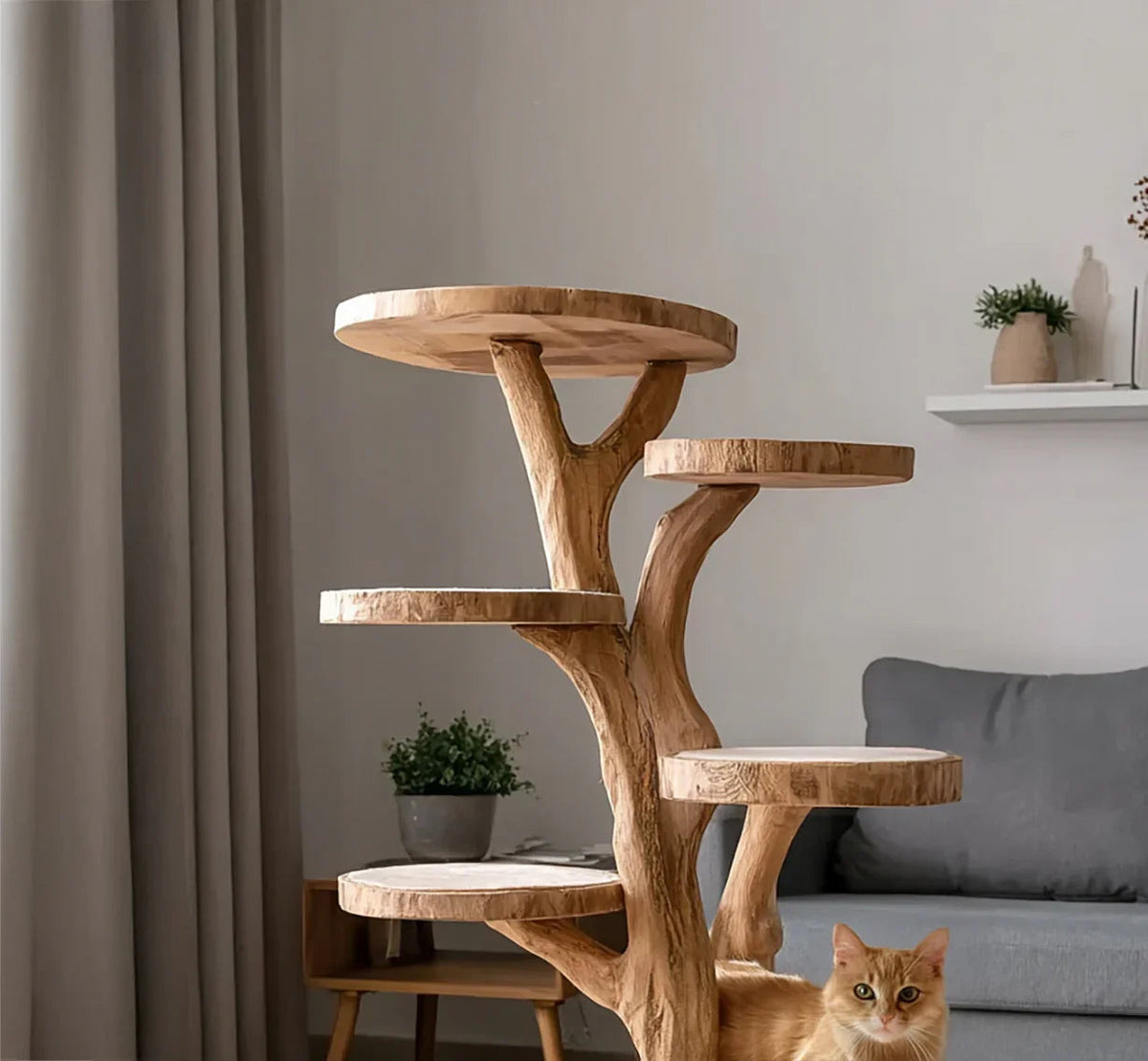 Modern Solid Wood Climbing Tower & Unique Living Room Cat Furniture