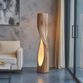 Twisted Floor Lamp, Sculptural Carved Wood Standing Lamp for Bedroom