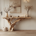 Narrow Live Edge Console Table, Rustic Modern Floating Entry Table