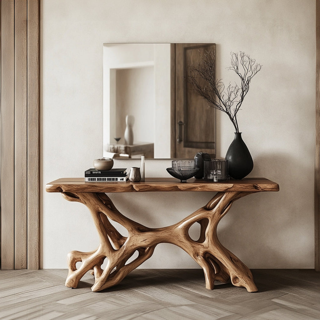Handcrafted Console Table, Rustic Modern Solid Wood Sofa Table