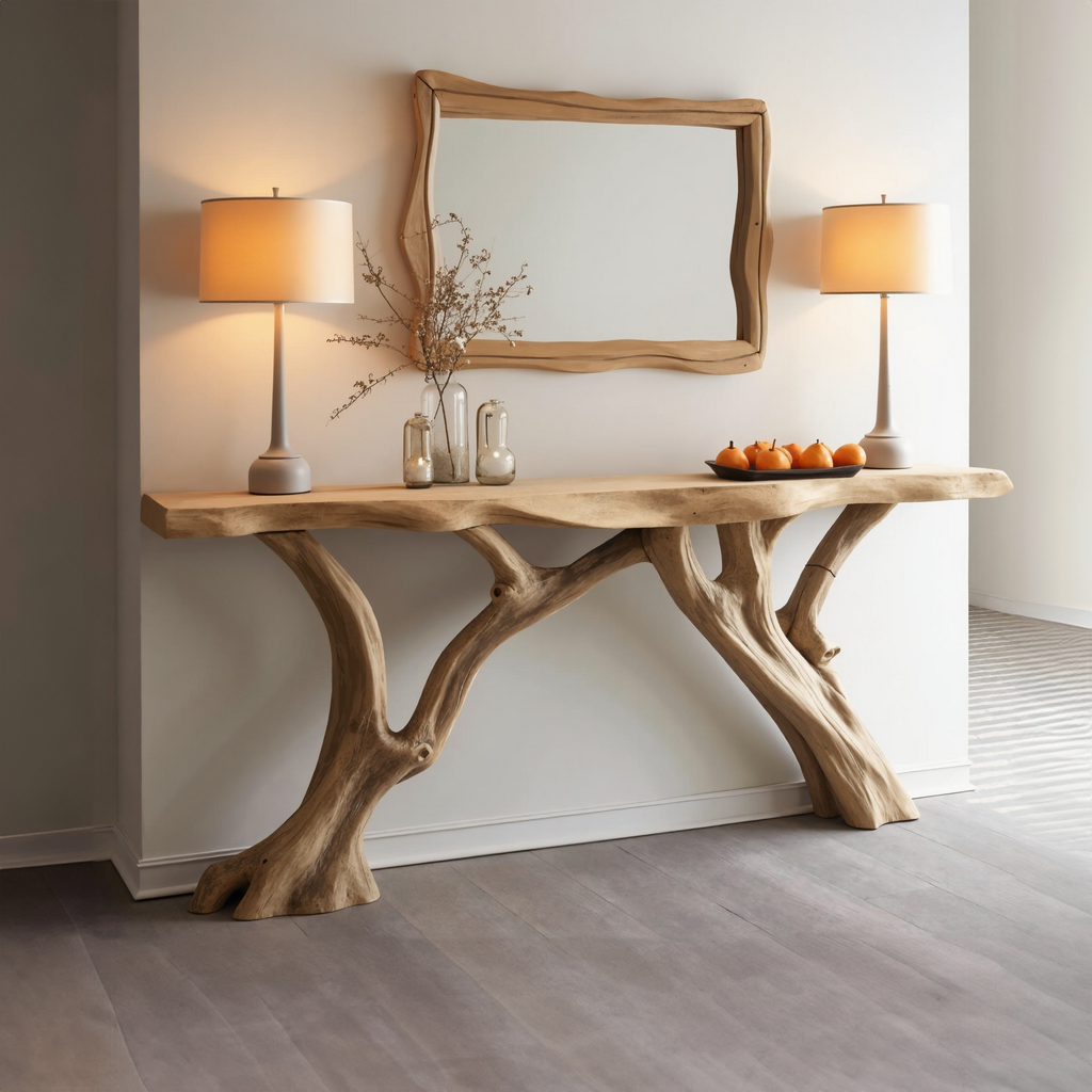 Curved Live Edge Console Table Hallway Table