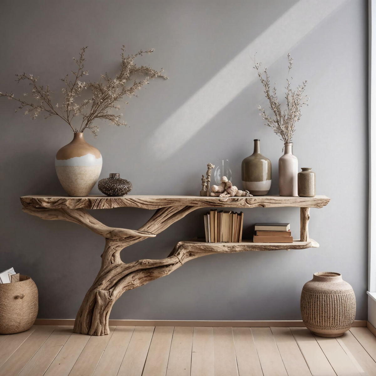Wood Console Table Farmhouse Hallway Table for Entryway