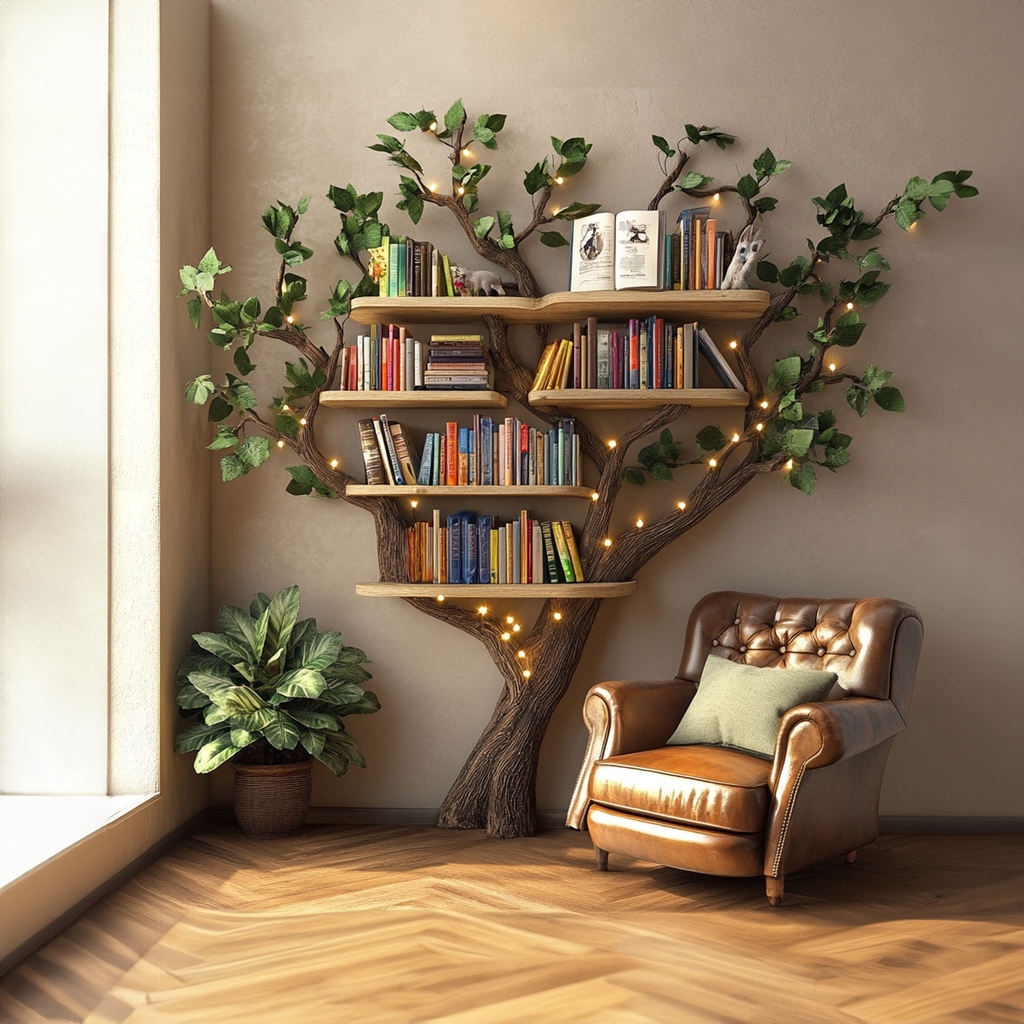 Black Tree Bookshelf Floating Shelf Bookcase