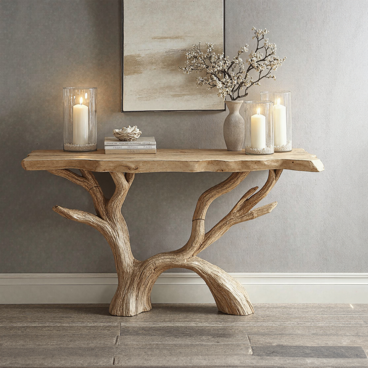 Entryway Console Table, Rustic Solid Wood Hallway Accent