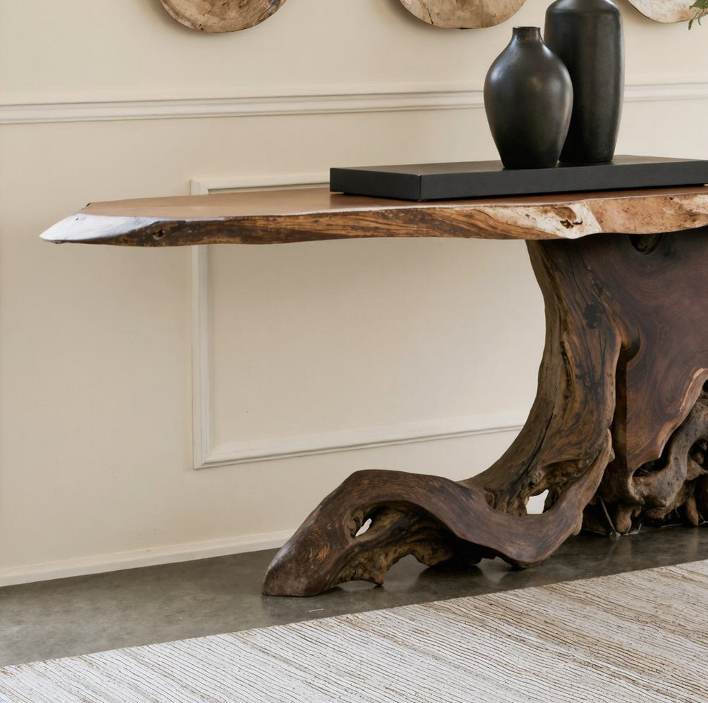 Cantilevered Console Table, Modern Solid Wood Entryway Accent