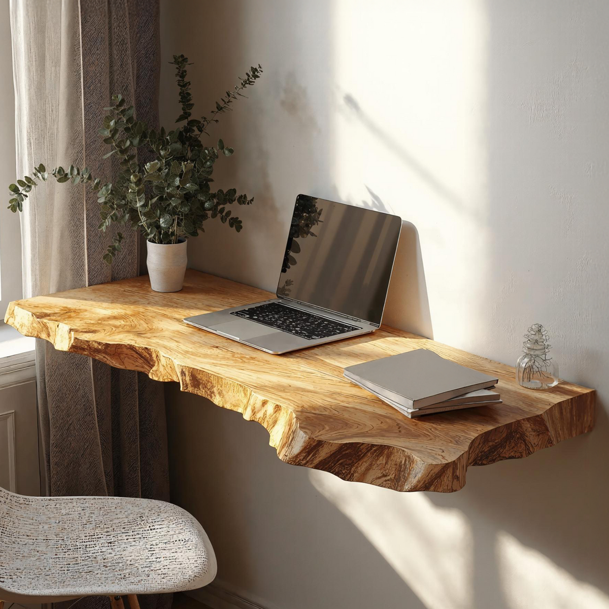 Farmhouse Solid Wood Floating Desk For Cozy And Functional Spaces