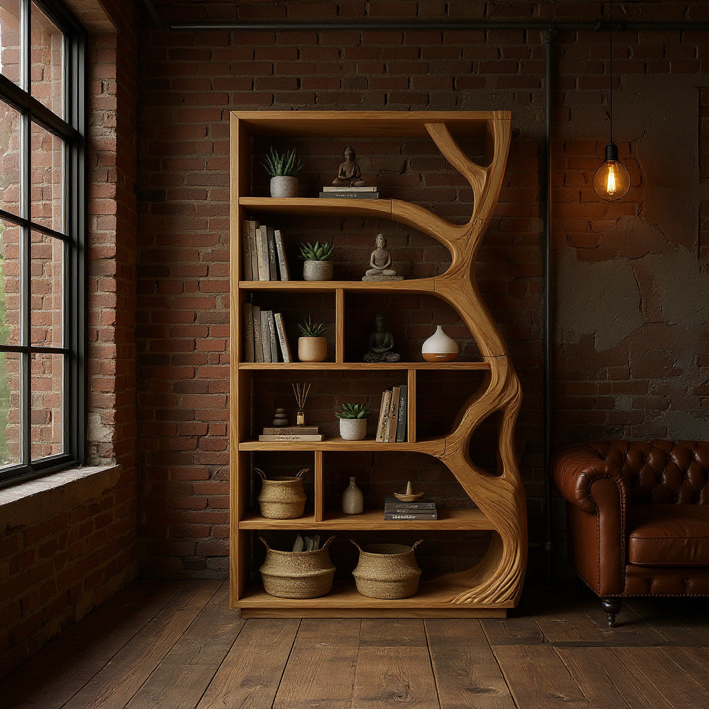 Contemporary Artistic Bookcase Storage Organizer For Office Space
