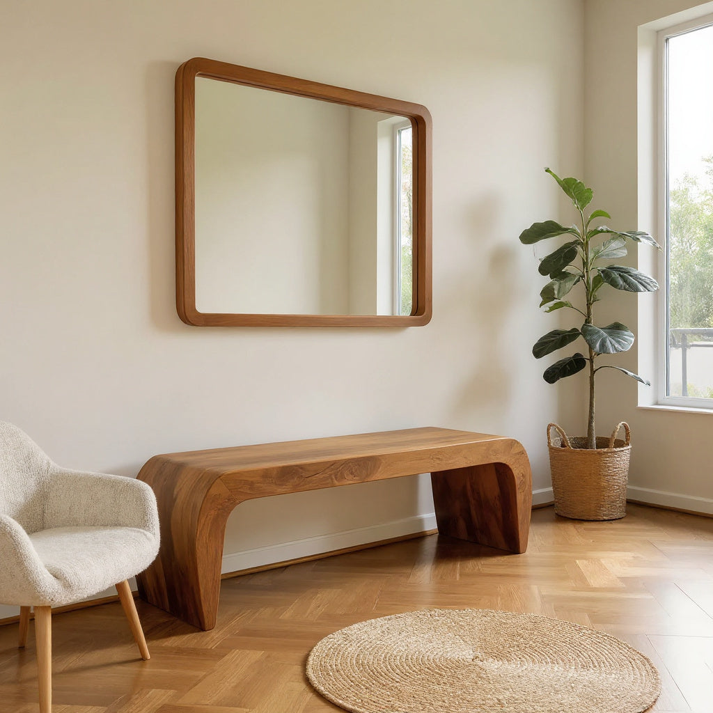 Contemporary Bench With Curved Design For Entryway
