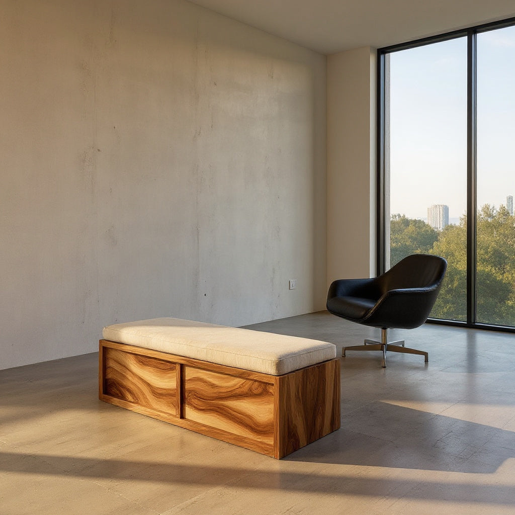 Contemporary Coastal Storage Bench For Living Room
