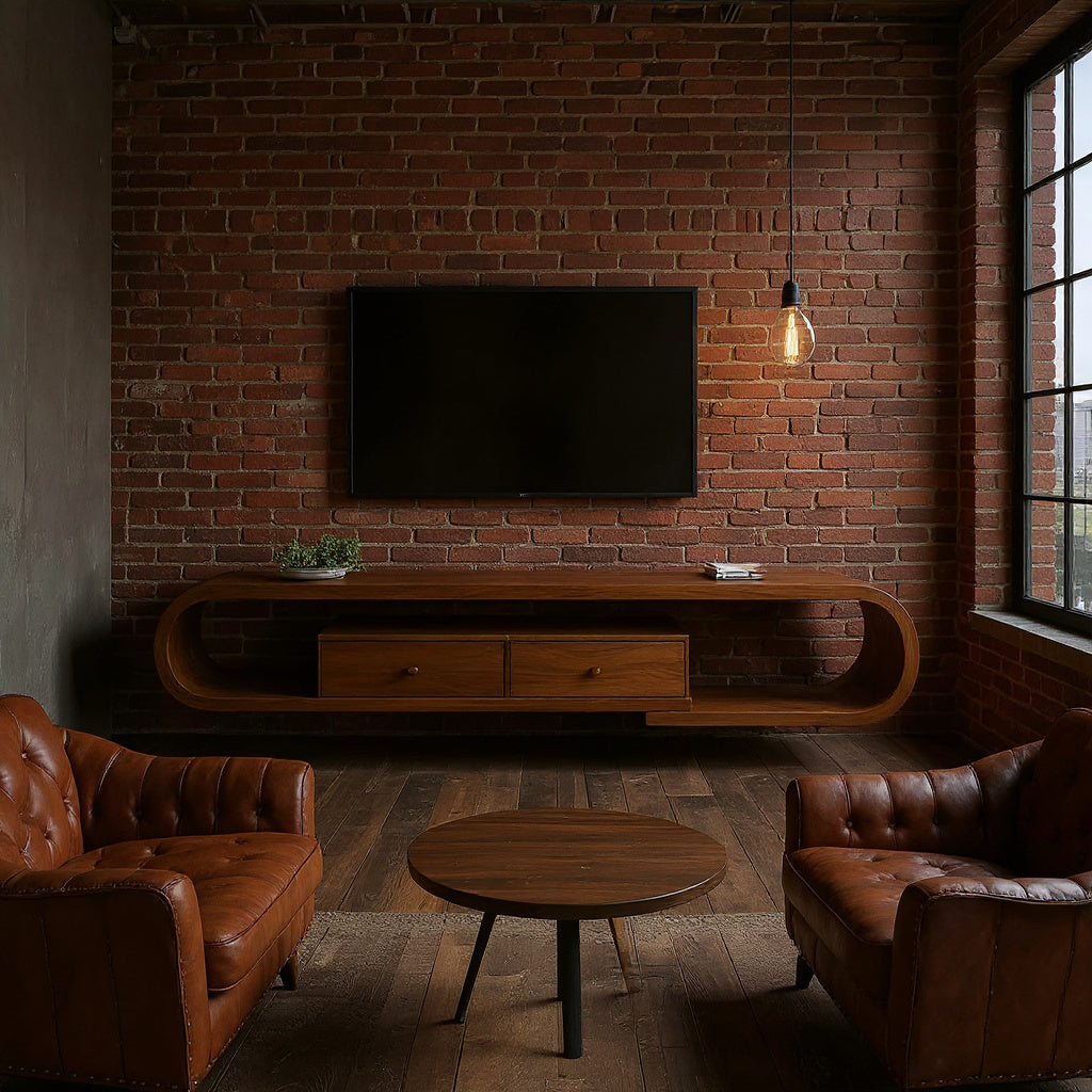 Contemporary Curved TV Shelf For Minimalist Living Room Furniture