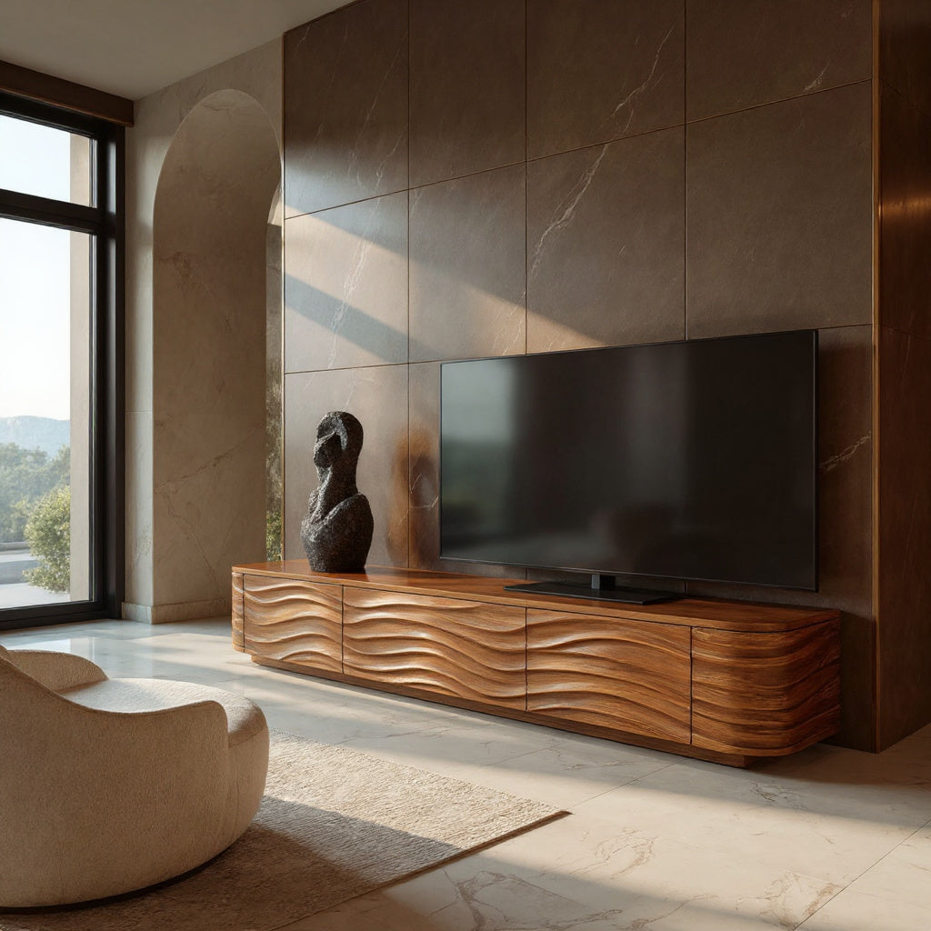 Contemporary Low Wood TV Stand For Media Room