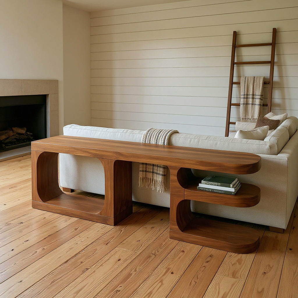Contemporary Rounded Console Cabinet For Living Room