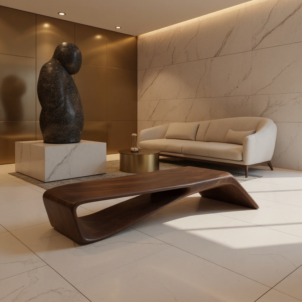 Contemporary Sculptural Bench For Entryway Hallway And Office