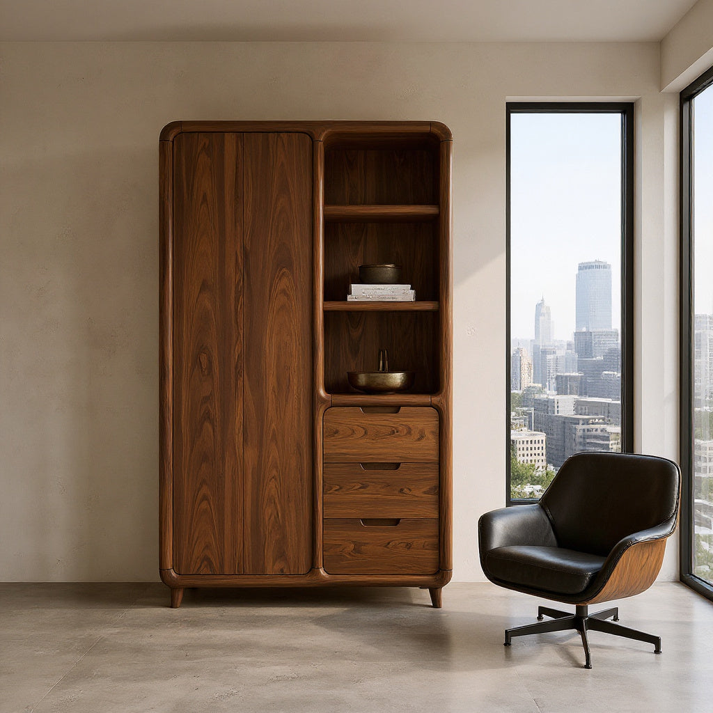 Contemporary Sculptural Edge Wardrobe For Studio Apartment Space