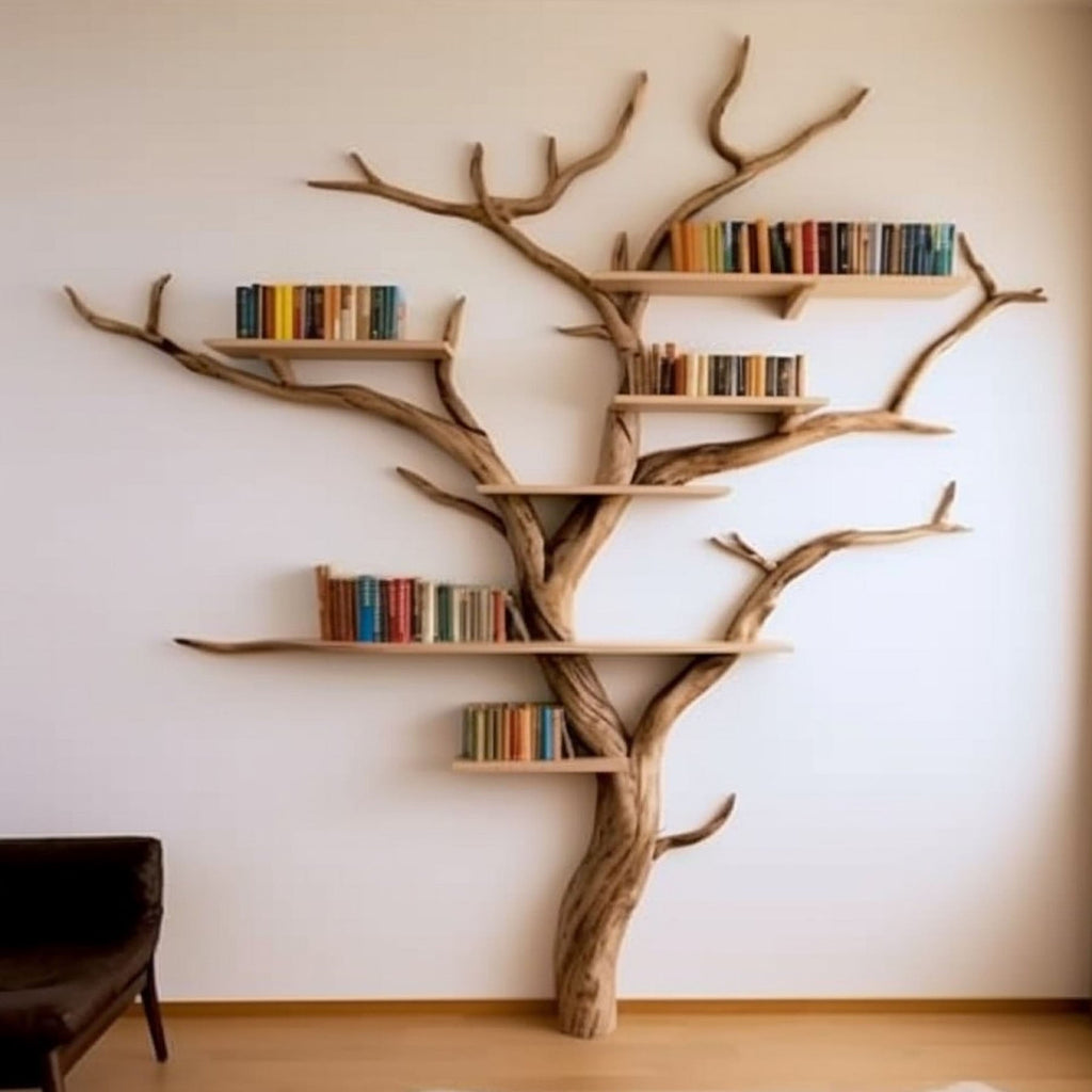 Elegant Wild Mulberry Tree Bookshelf Floating Shelves Live Edge