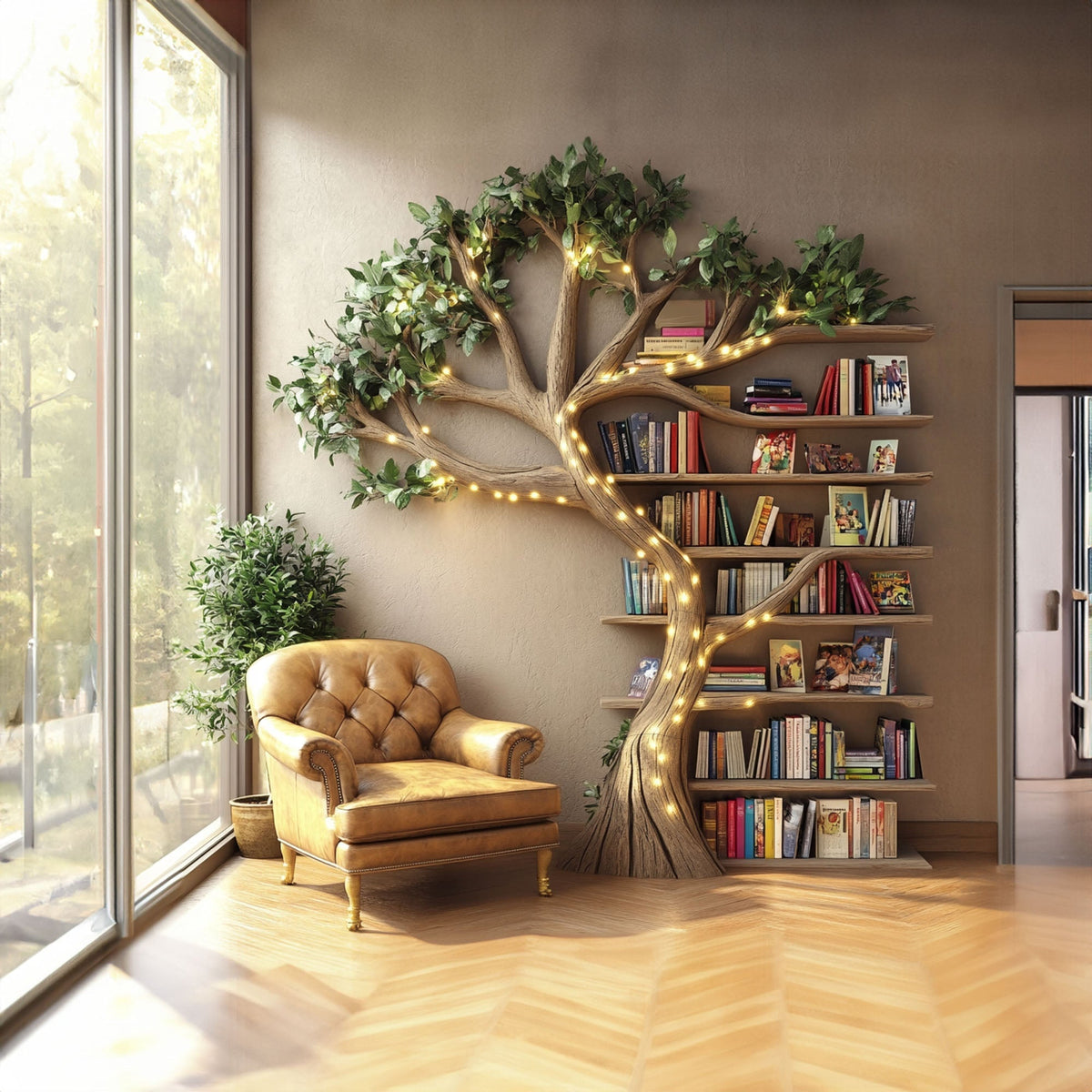 Tree Branch Bookshelf, Floating Wall Shelves for Living Room