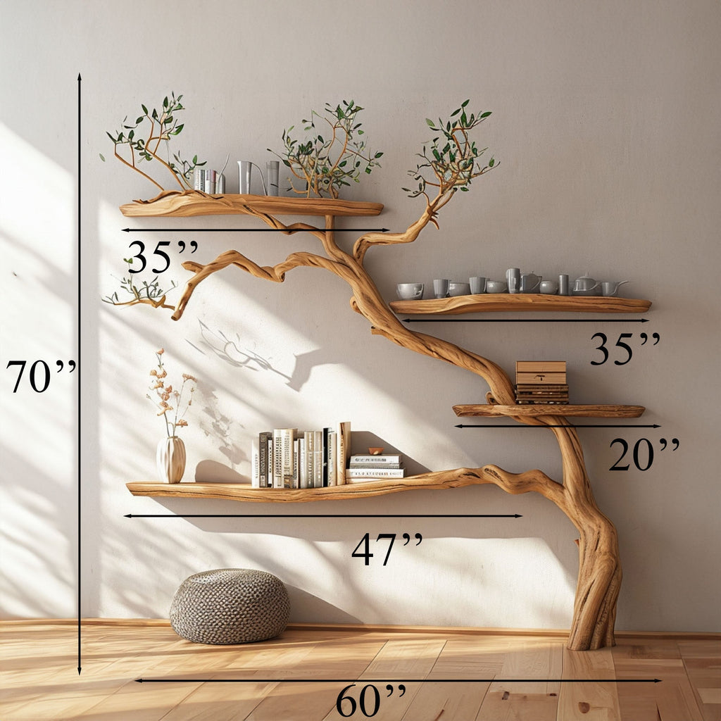 Tree Branch Floating Shelves, Montessori Wall Mount Bookshelf
