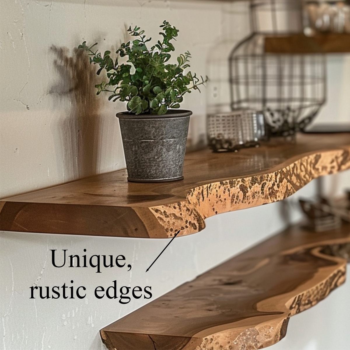 Live Edge Floating Shelf, Rustic Wood Wall Shelf Sold Individually