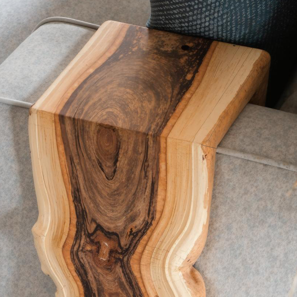 Handcrafted Sofa Armrest Table With Functional Storage Space