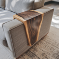 Handmade Armrest Table For Sofa With Natural Wood Design