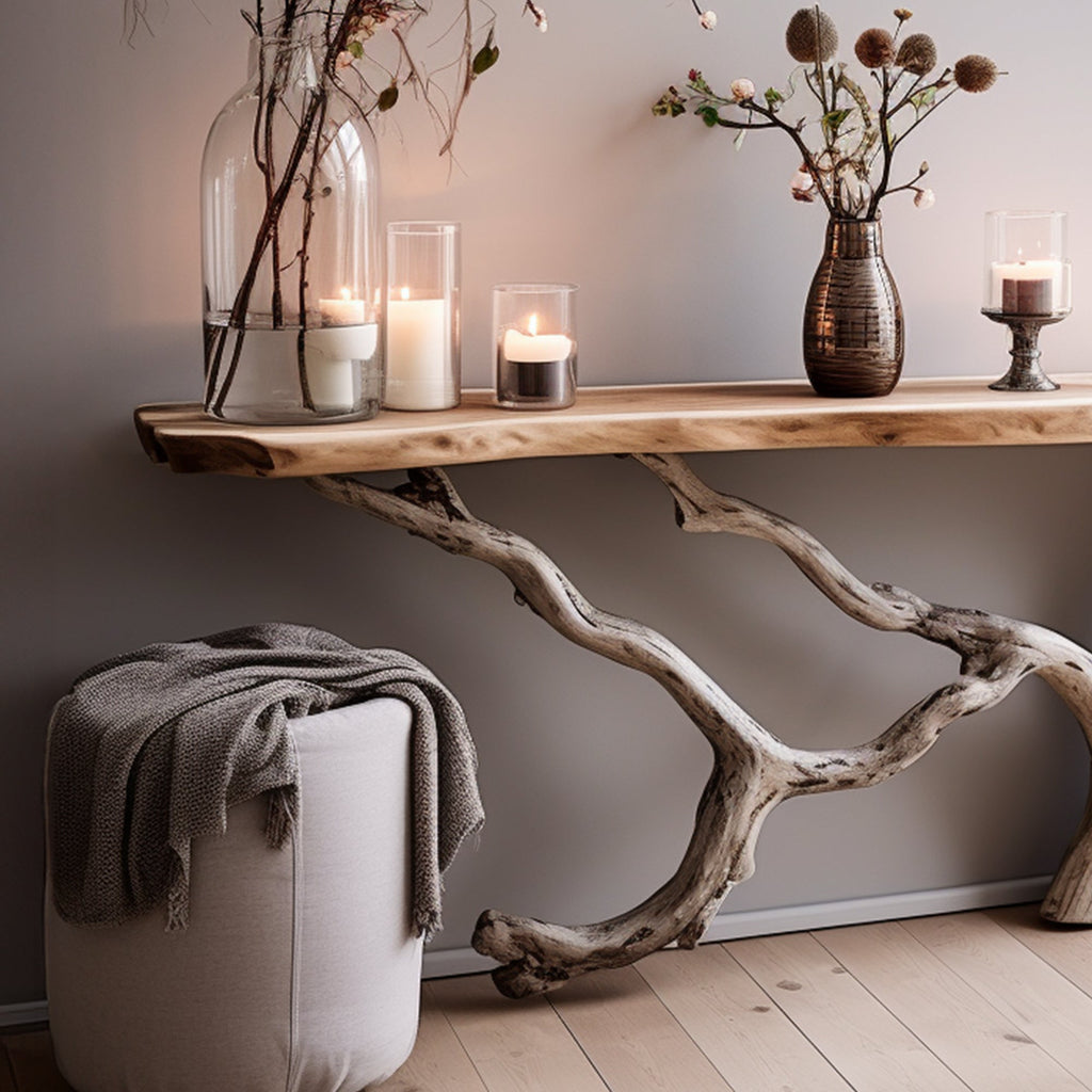 Live Edge Console Table, Floating Style Rustic Modern Side Table