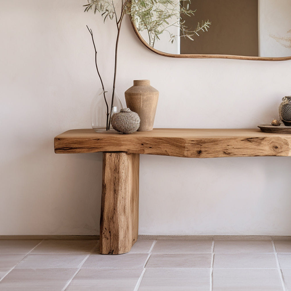 Live Edge Side Table, Modern Natural Wood Accent Table
