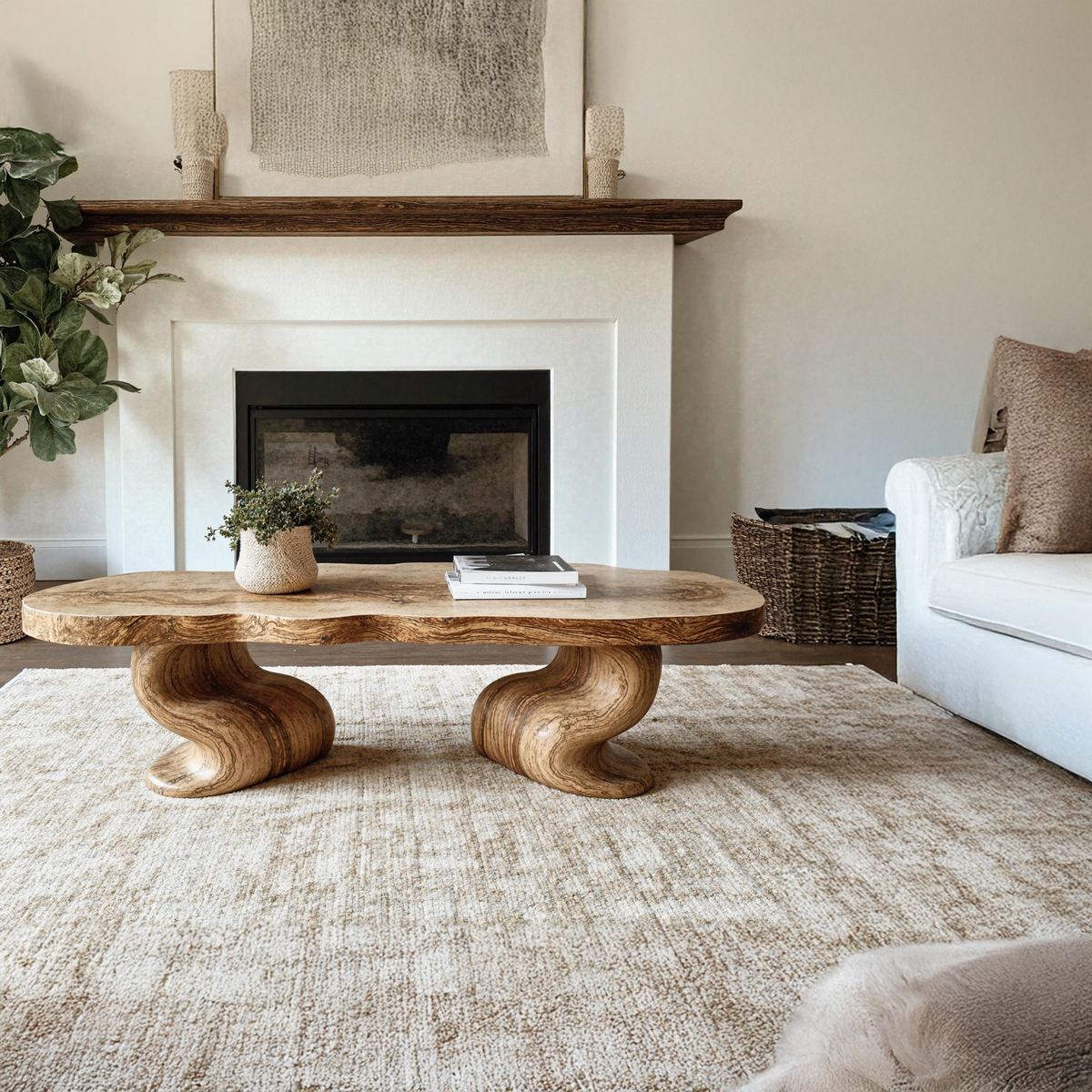 Handcrafted Wood Coffee Table Nature Inspired