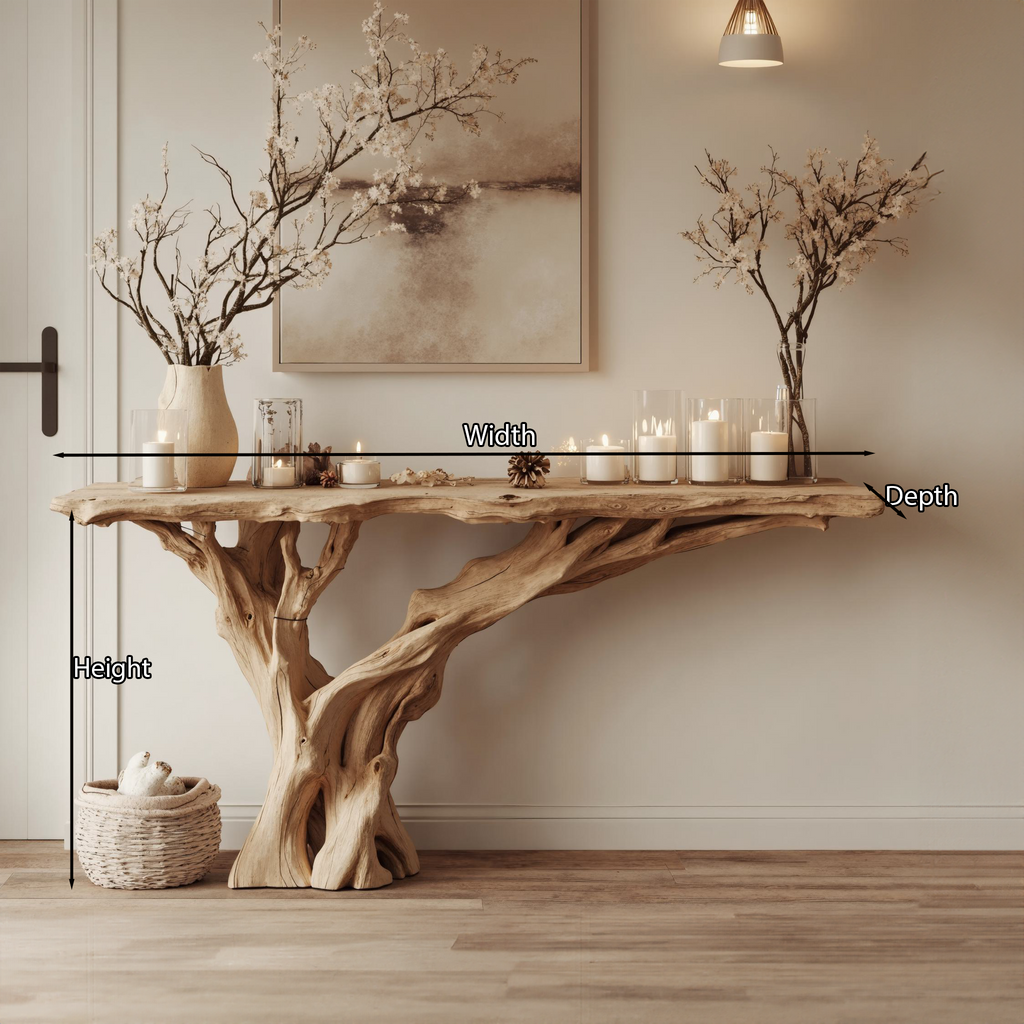 Narrow Live Edge Console Table, Rustic Modern Floating Entry Table