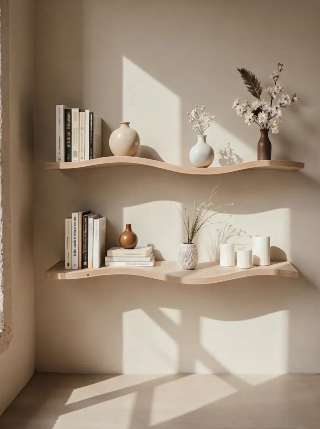 Handcrafted Wavy Rustic Wooden Shelf